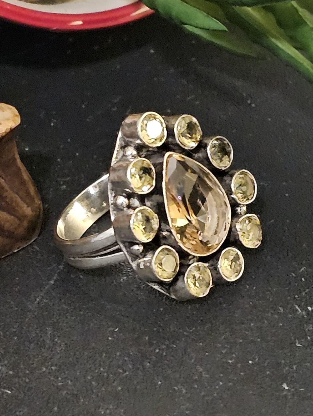 Morganite / Citrine Floral Ring
